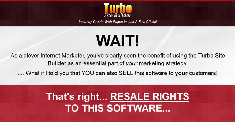 Turbo Site Builder Software Upsell Page